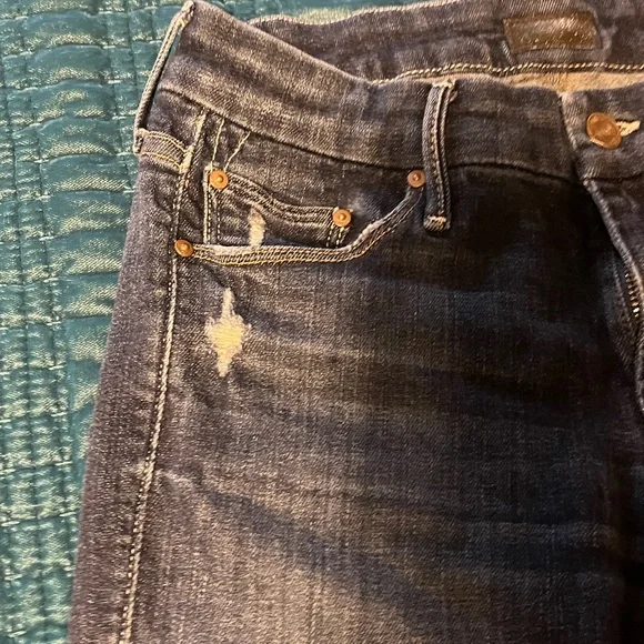MOTHER womens Distressed Dark Blue Skinny Jeans - Picture 4 of 8